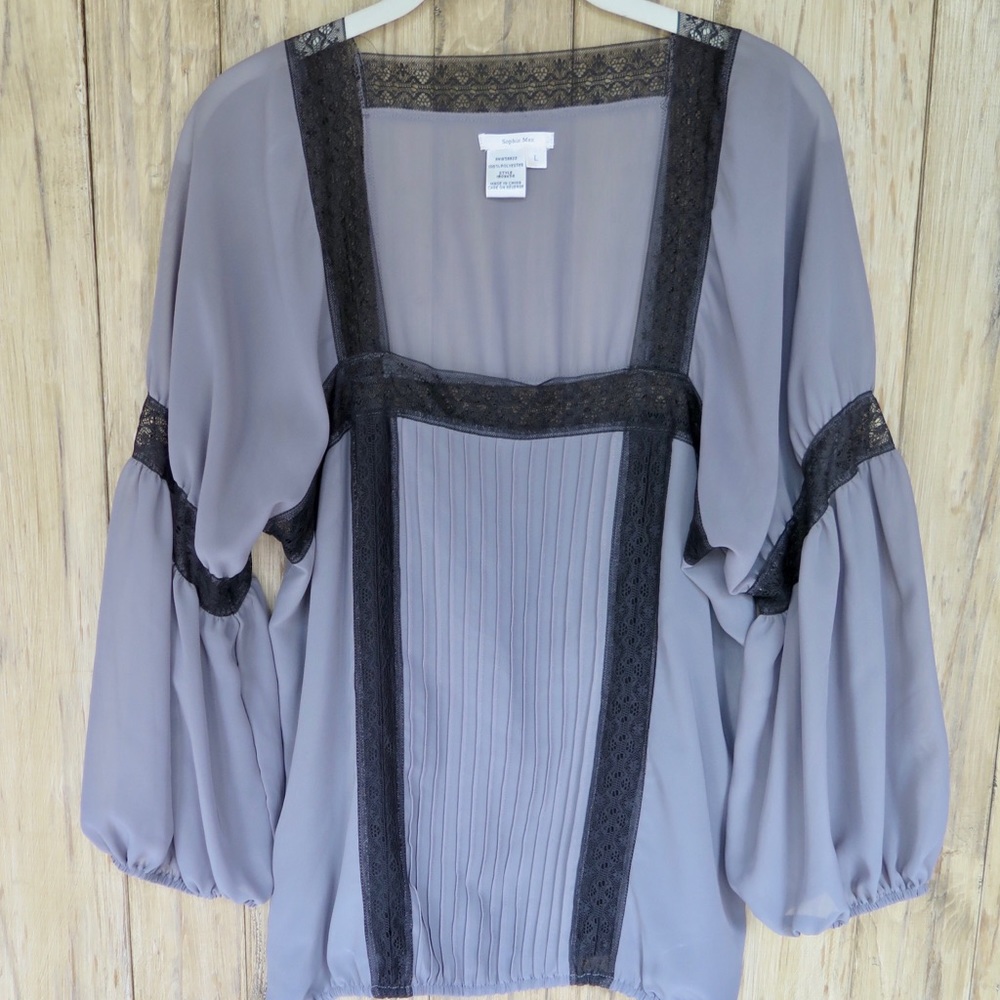 Sophie Max grey with black lace top